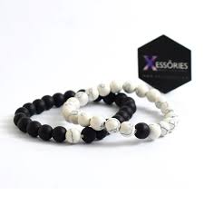 Black & White Beaded Couple Bracelets