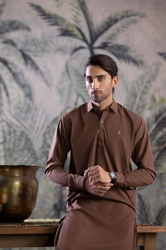 Warm Brown Shalwar Kameez – Modern Cultural Elegance